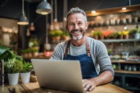 Smiling business owner